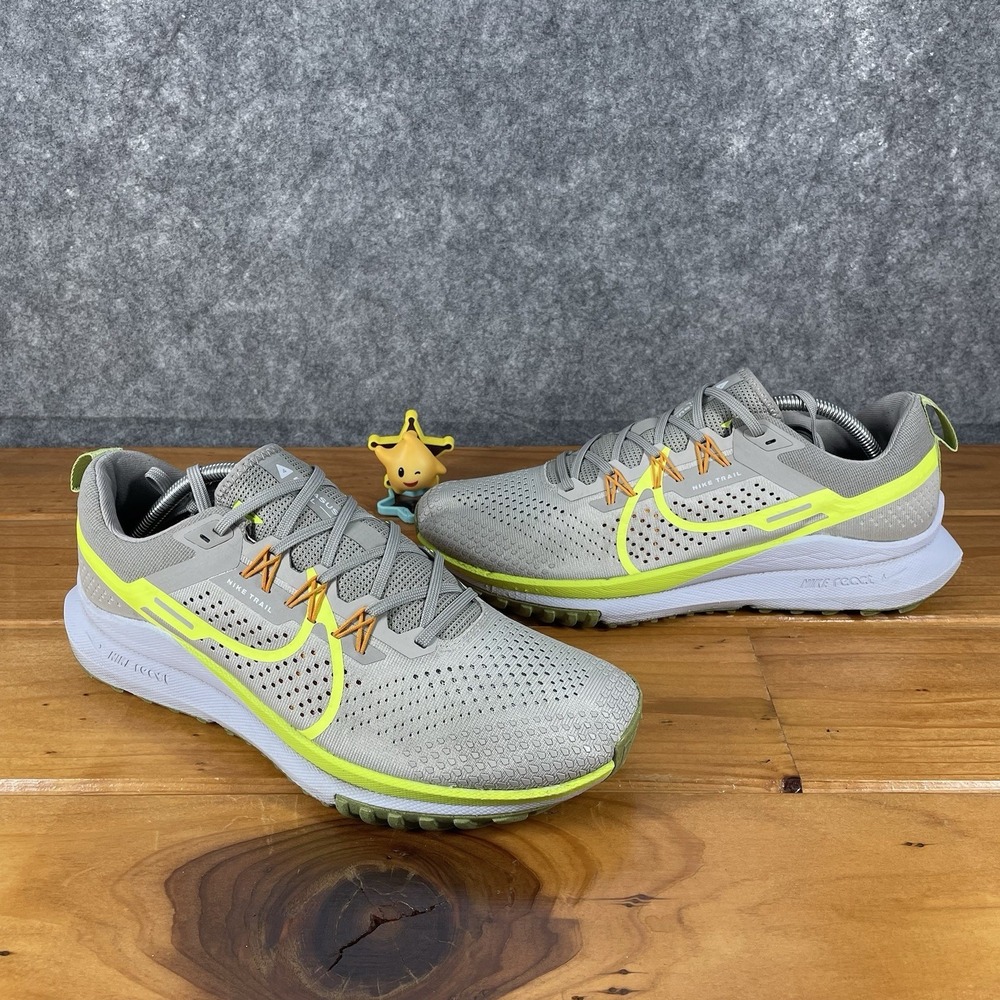 Nike React Pegasus Trail 4 Mens Size 11.5 Grey Volt Running Shoes DJ6158-002